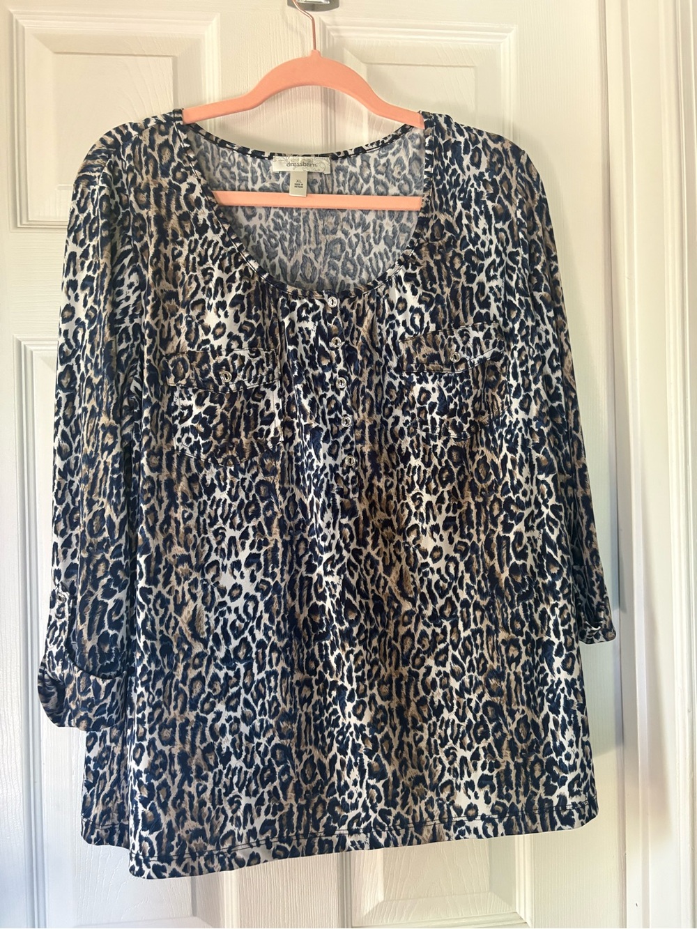 dressbarn Leopard Print Tunic - Tan & Black
